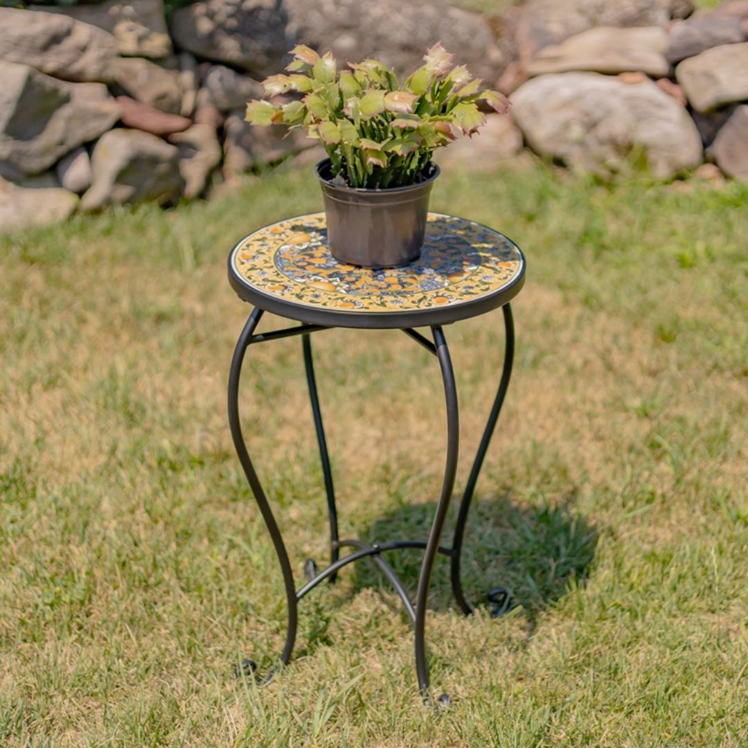 Mosaic Pedestal Plant Stand – Newport – 22″